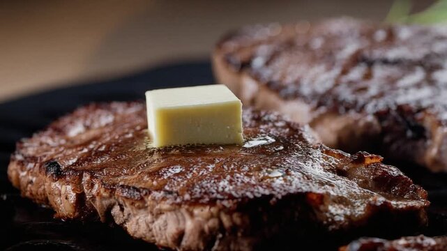 Juicy Grilled Steak Topped with Melting Butter Restaurant Food Photography
