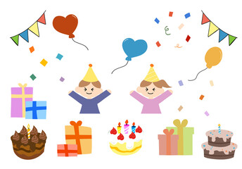 Fototapeta premium Happy birthday set. Holiday decorations