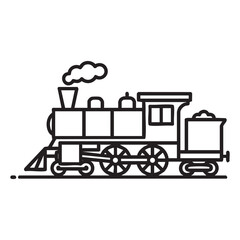 A black and white drawing of a train engine