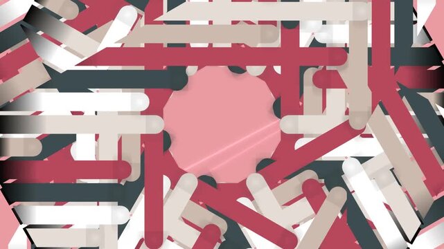 Abstract Geometric Shapes in Motion Red White.