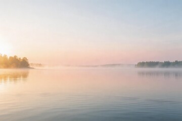 Fototapeta premium Morning mist over calm lake