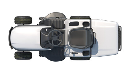 White Riding Lawn Mower Top View 3D Render Isolated