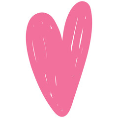 Hand drawn pink heart vector doodle.