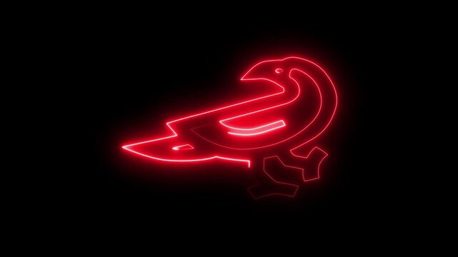 lowing neon raven icon isolated on black background. HD Video motion graphic animation