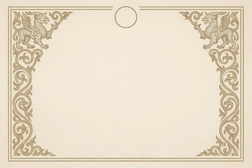 Obraz premium Certificate dan grade diplom karate. Old vintage diplom paper, with frame texture background art design.