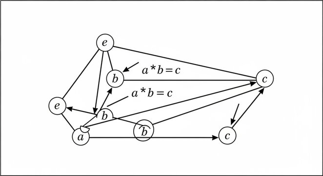 Abstract mathematical graph with nodes and directed edges.