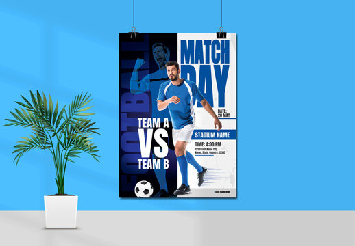 Football Match Day Sports Event Poster Design Template