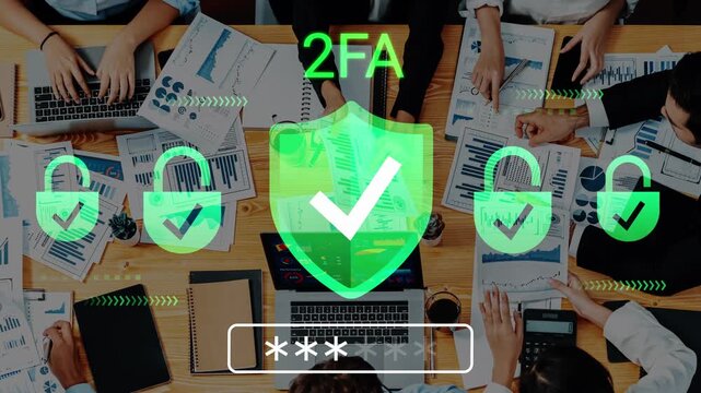 Team Collaboration in Office Space for Two-Factor Authentication with Security Elements and Digital Analytics Reports on Table Gluon.