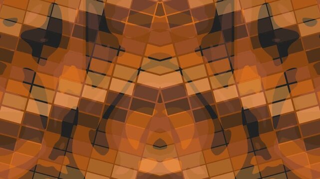 Geometric Patterned Tiles in Orange Brown Hues.