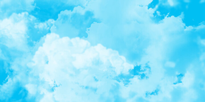 Soft cloud in the sky background.abstract blue sky watercolor vintage water color, watercolor painting of a bright blue sky above a landscape of soft, breathtaking panorama of a bright blue sky .