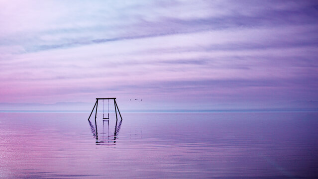 Morning purple over the salten sea