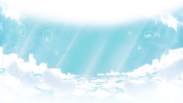ささやく青の静寂の中の光り輝く泡の水の夢想 Relaxing Journey Through Light and Calm