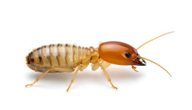 Realistic termite queen isolated on clean white background, full body macro