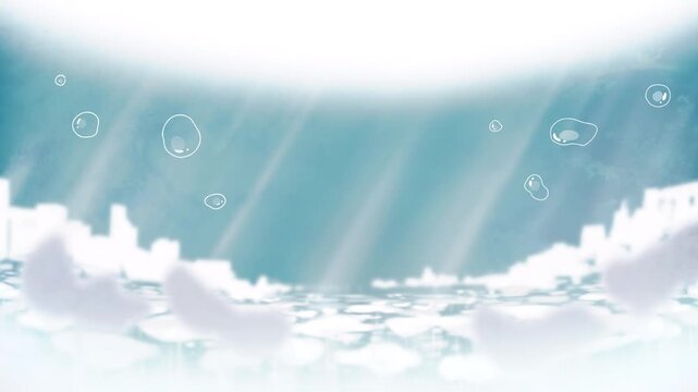 ささやく青の静寂の中の泡の水の夢想 Relaxing Journey Through Light and Calm