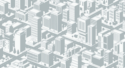 Fototapeta premium Isometric cityscape illustration showing buildings streets and urban architecture