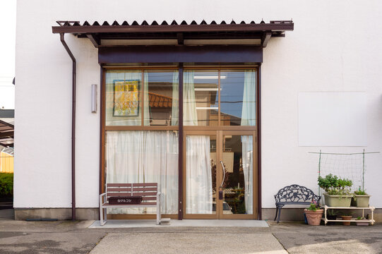 Shop Boutique Store Front with Big Window and Place for Name