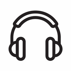 Minimalist black outline headphones icon representing audio, music listening, and sound entertainment, perfect for web and app design elements