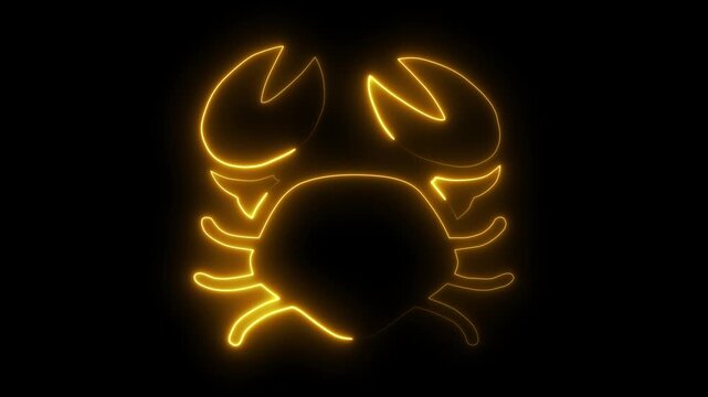 Neon Green Crab Outline Animation on Black Background