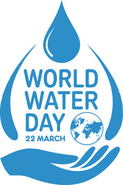 World Water Day concept with water droplet icon holding Earth globe isolated vector illustration over white background
