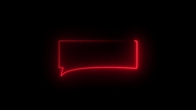 Glowing Red Neon Speech Bubble on Black Background for Modern Communication and Notification Needs