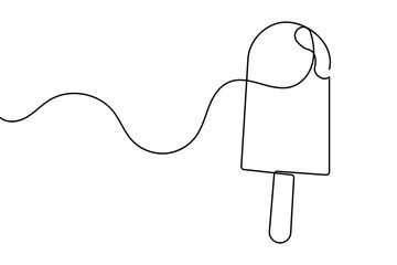 Obraz premium Continuous one line drawing of an ice cream bar minimalist dessert outline vector illustration