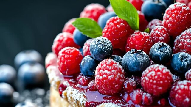 Raspberries, blackberries, A vibrant display of ripe raspberries and blackberries