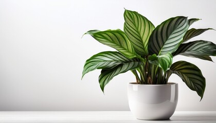 Fototapeta premium Calathea Plant In A White Pot On White Background