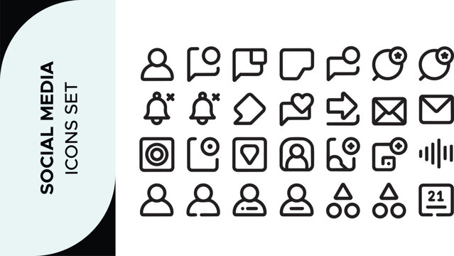 social media logo design concept, Icon Design Template Vector Graphic Simple icon white set , pictogram , File management vector icon set. Linear line icons for documents, folders, cloud storage, PDF,