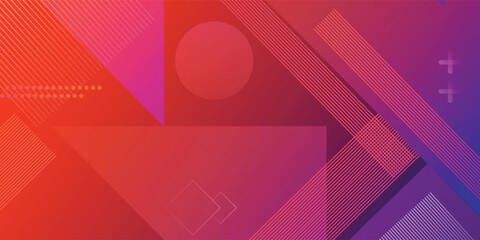Fototapeta premium Abstract dynamic red and purple background with geometric shapes and line patterns eps10