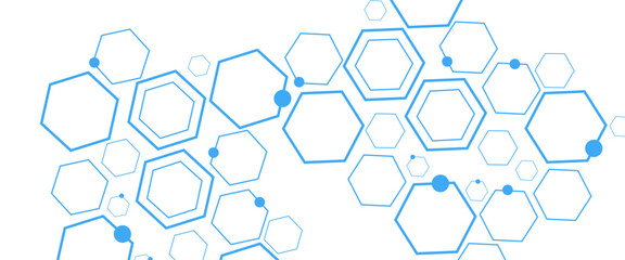 Vector technology hexagon shape seamless geometric pattern.