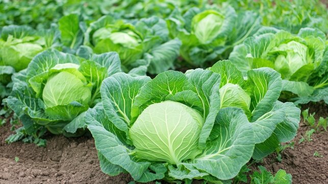 Cabbage Patch: A vibrant collection of fresh cabbages thriving in a fertile soil. showcasing nature's bounty and culinary potential.