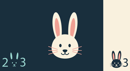 Minimal Bunny Face Icon Flat Vector Illustration