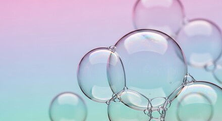 Clear soap bubbles floating in air.