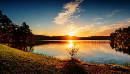 Obraz premium Sunset At Quiet Lakeside