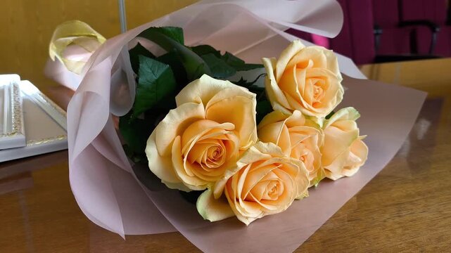 Delicate Peach Roses Bouquet - Soft Floral Gift