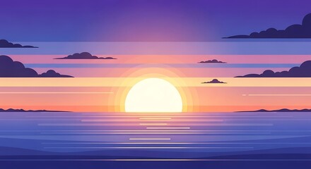 Peaceful sunset over calm ocean water.