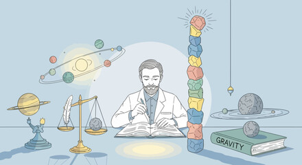 Scientist Working on Astronomy Research Project. © Berry