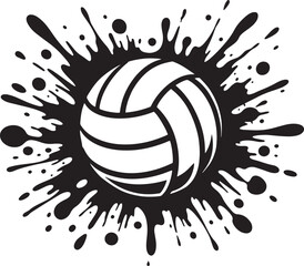 Volleyball with Paint Splash Effect Silhouette