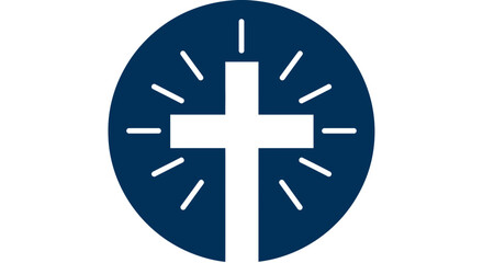 Obraz premium Round Badge with Cross and Small Ray Lines Flat Vector Illustration