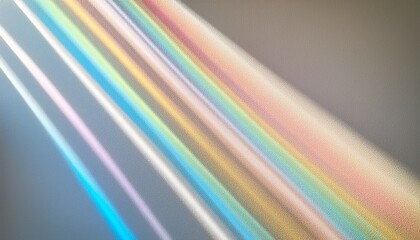White Wall Background With Pastel Rainbow Light Colored Refraction Lines In Diagonal