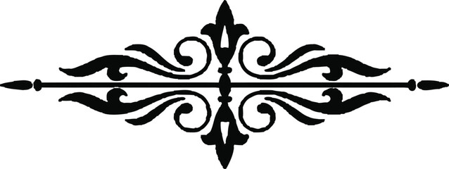 Abstract black floral tribal tattoo design with ornate cross and butterfly elements in vintage vector style © Utal