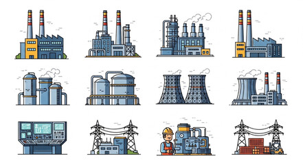 Obraz premium Industrial Factory Buildings and Structures.