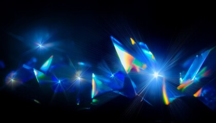 Blue Light Flare Prism Rainbow Flares Overlay Effect On Black Background Light Crossing Crystals Prismatic Sun Catcher Reflections Rays Abstract Blurred Colourful Lens Flare Bokeh On D Generative Ai