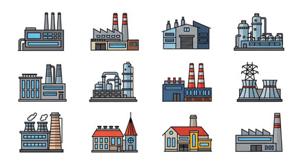Obraz premium Industrial Factory Buildings and Structures.