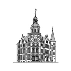 Fototapeta premium Historic Mansion with Ornate Dome vector illustration