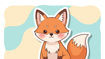 Obraz premium Cute cartoon fox with a friendly expression