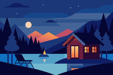 Fototapeta premium winter landscape with houses