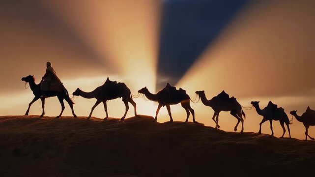 Biblical Scene of Abraham's Servant, Eliezer, Journeying to Mesopotamia, to Find a Wife for Isaac
