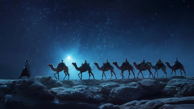 Biblical Scene of Abraham's Servant, Eliezer, Journeying to Mesopotamia, to Find a Wife for Isaac