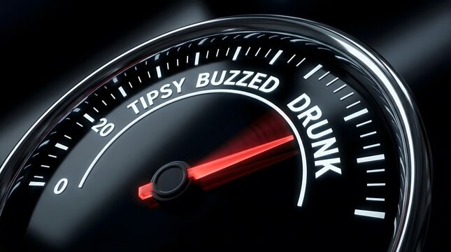 Car Speedometer Gauge Pointing to Drunk Zone Highlighting Impaired Driving Risk, Alcohol Consumption Danger, and Road Safety Awareness Concept